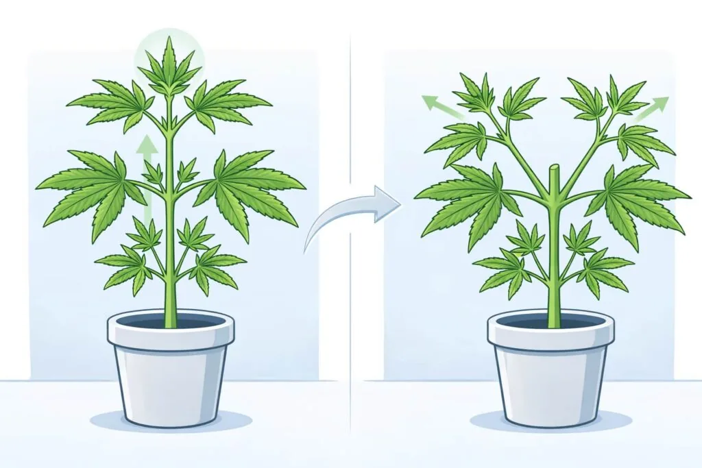 topped vs non-topped cannabis plant